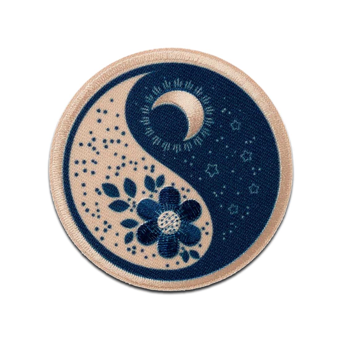 Mono-Quick Aufnäher Bügelbild Mond und Blume – PES, Größe: 0 x 0 cm