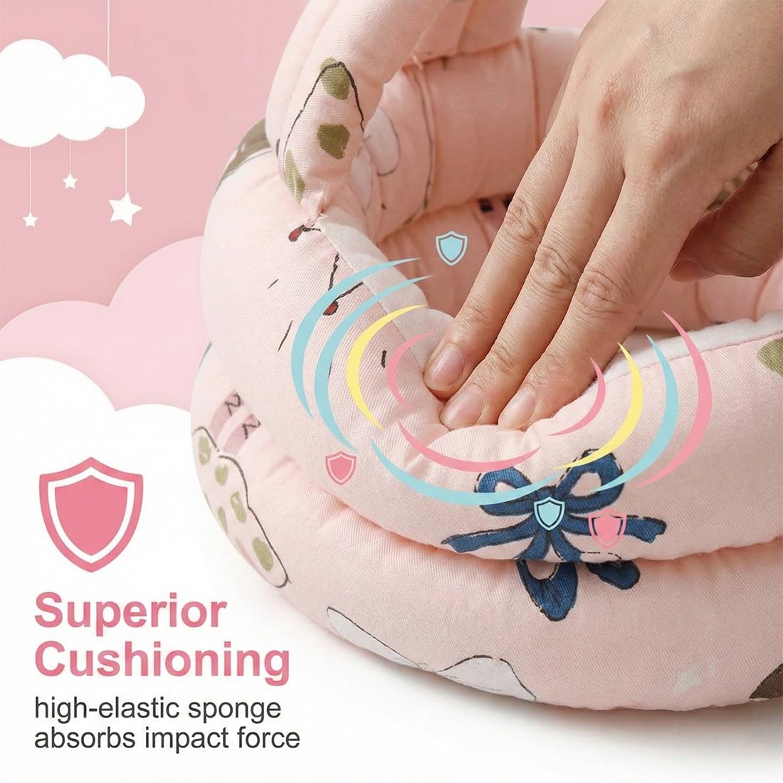 Caschetto Neonato Anticaduta Casco Primi Passi Protezione Testa Bambini 6 Mesi-6 Anni Rosa