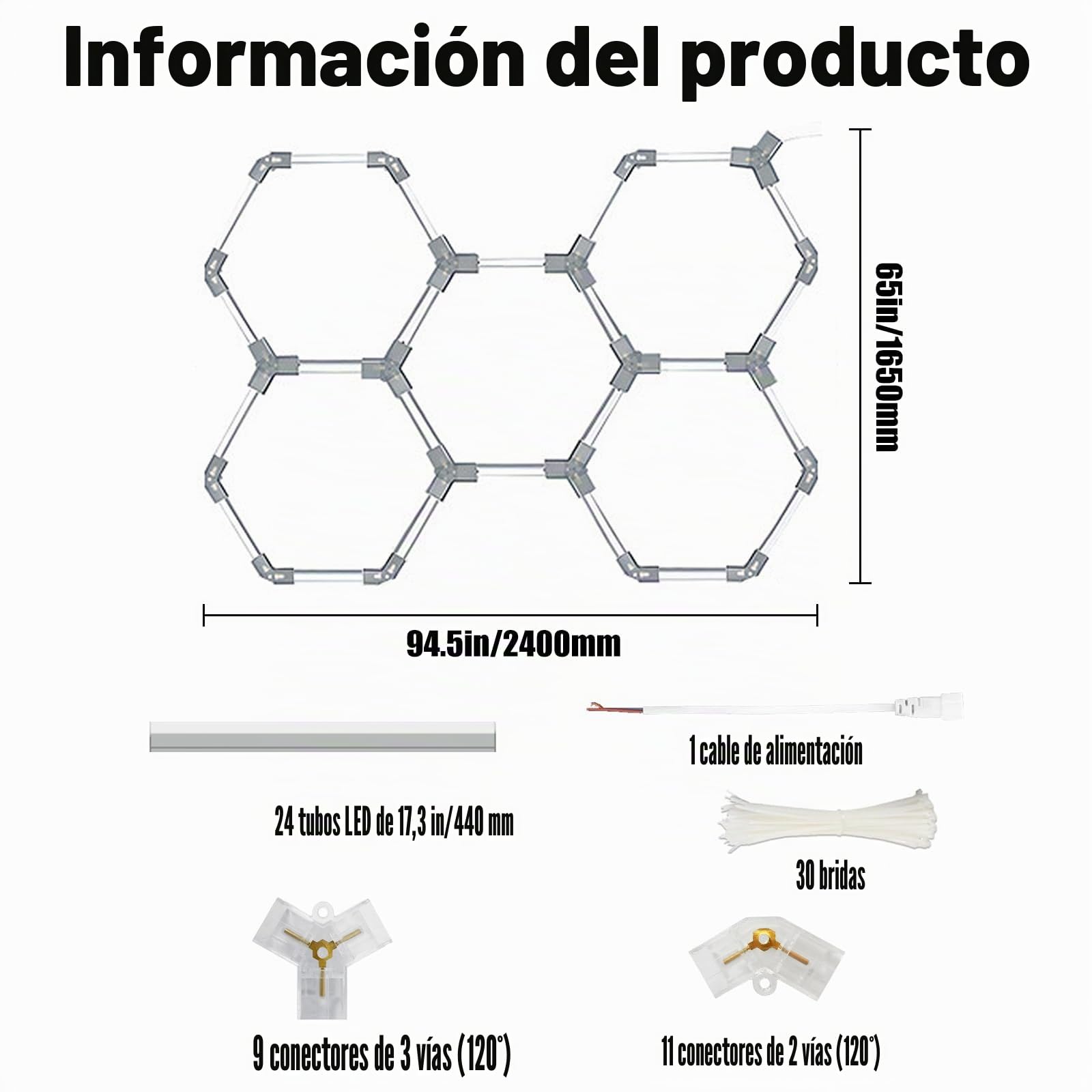 Hexágono LED Luz de Techo de Garaje, 192W 6500K Rejillas de Nido de Abeja Enlazable Luces de La Tienda Para El Taller de Almacén Gimnasio Sótano Cuidado de Coches Lavadero 5 HEX