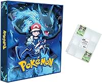 Álbum Pasta tipo Fichário compatível com Card Pokémon - Charizard Shiny e Ash + 10 folhas plásticas de 9 bolsos YES