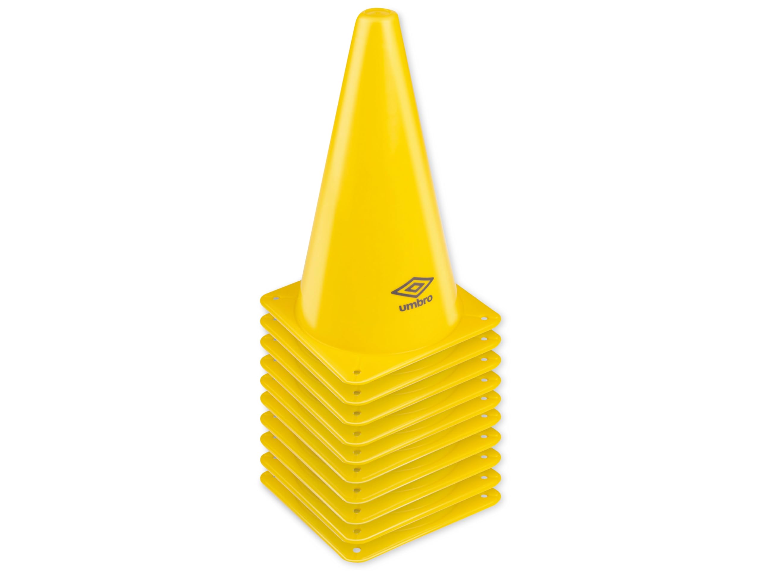 Umbro Pylonen 10 Stück - Fußball-Trainingsmaterial - Kegel - Schnelligkeit und Beweglichkeit Trainieren - Gelb
