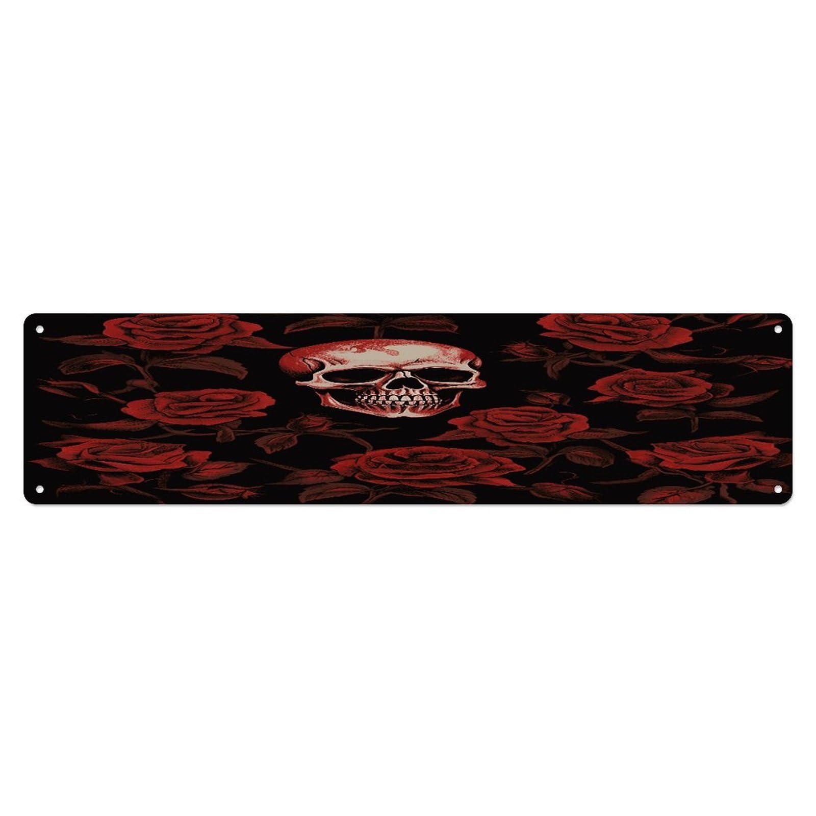 Adfgyerh Style Skull Rose Wall Decor Aluminum Waterproof. Plaque, Practical Gift,Sign 15.7X3.9 Inch Poster,For Home, Office, Business, Garage– Indoor/Outdoor