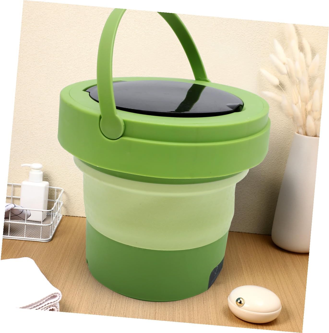 Portable Foldable Mini Washing Machine 6l Capacity with Spin Dryer, Portable Clothes Washer for Travel, Apartments, Rvs, US Plug, Grass Green