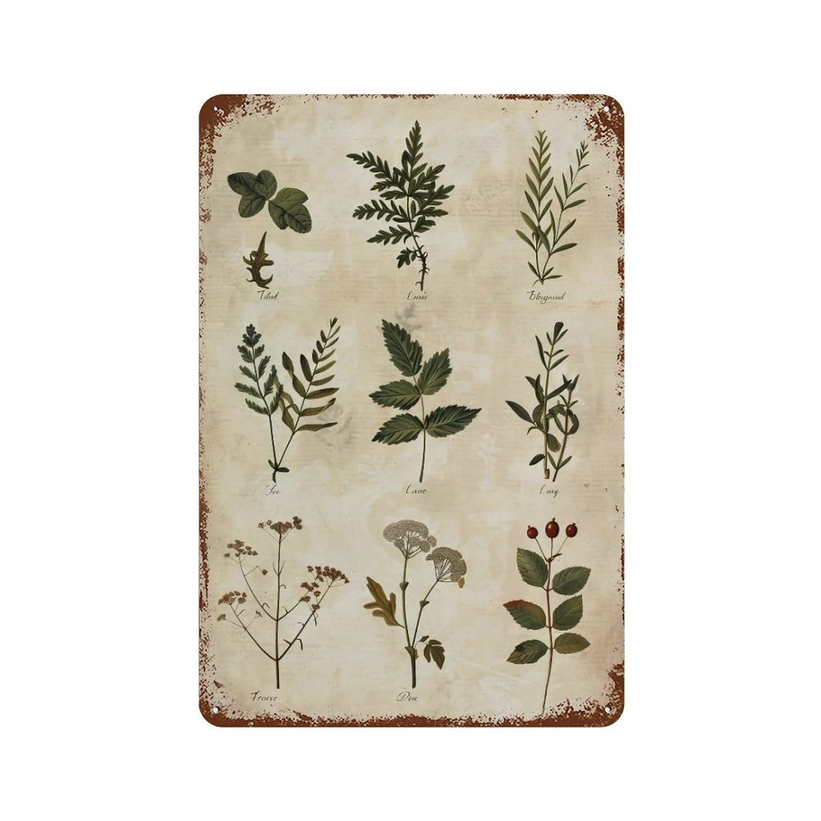 HDURYEYRYY Antique Herbal Botanical Specimen 04 Wall Retro Iron Vintage Art Metal Tin Sign Poster Modern Home Cofffee Club Art Bar Shop Decor 30x20cm