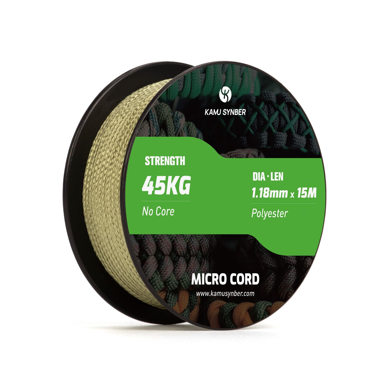 Kamu Synber Micro Cord 1.18mm Paracord Braided Rope 15m Spool for Bracelet, Crafting, Jewelry Making, Key Chains | Support 45kg | Holy Guacamole