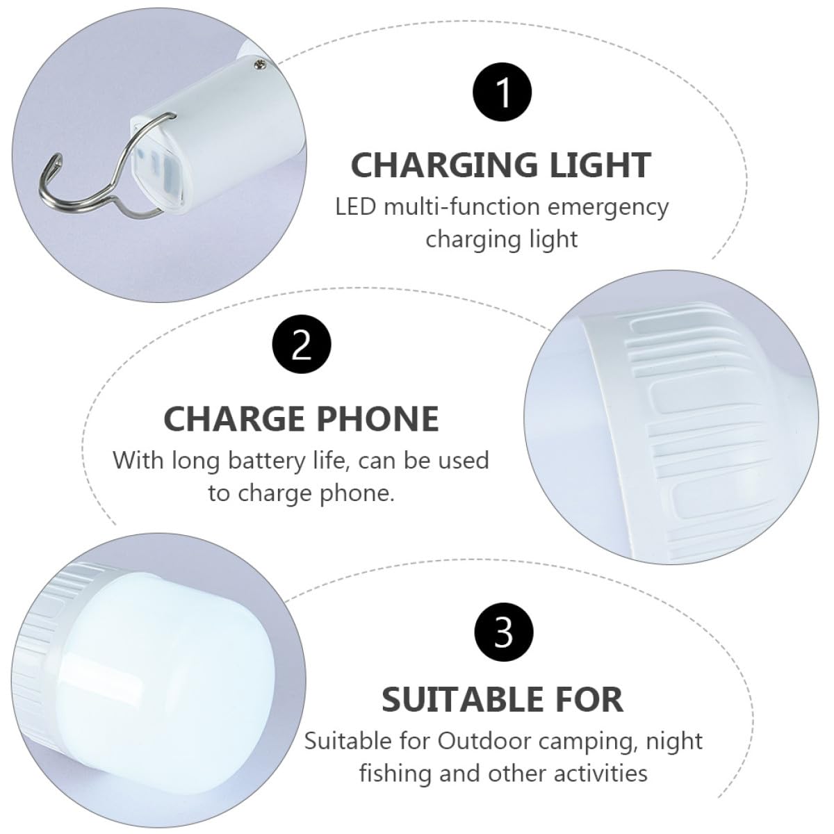 Abaodam Lanterne de Camping LED 100w Rechargeable Usb, Lampe Suspendue Étanche en Plastique, Éclairage Variable 3 Modes, Lumière de Secours Portable pour Randonnée et Tente Extérieure