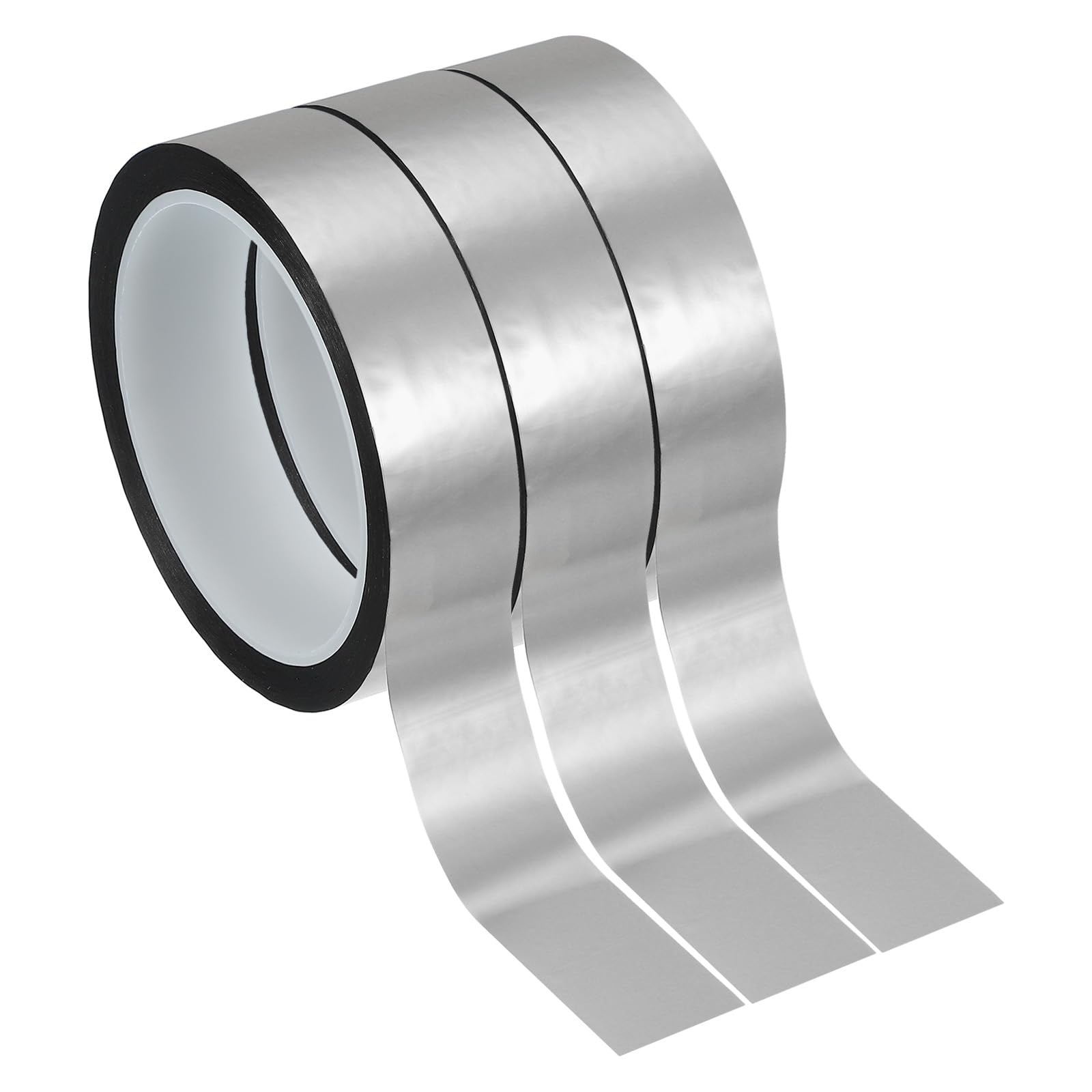 PATIKIL Metalized Polyester Film Tape 25mm x 50 Meters, 3 Pack Metallic Decor Tape Matte Silver Adhesive Mirror Tape for Detailing Accent Wall Graphic Arts Boat Trim Walls