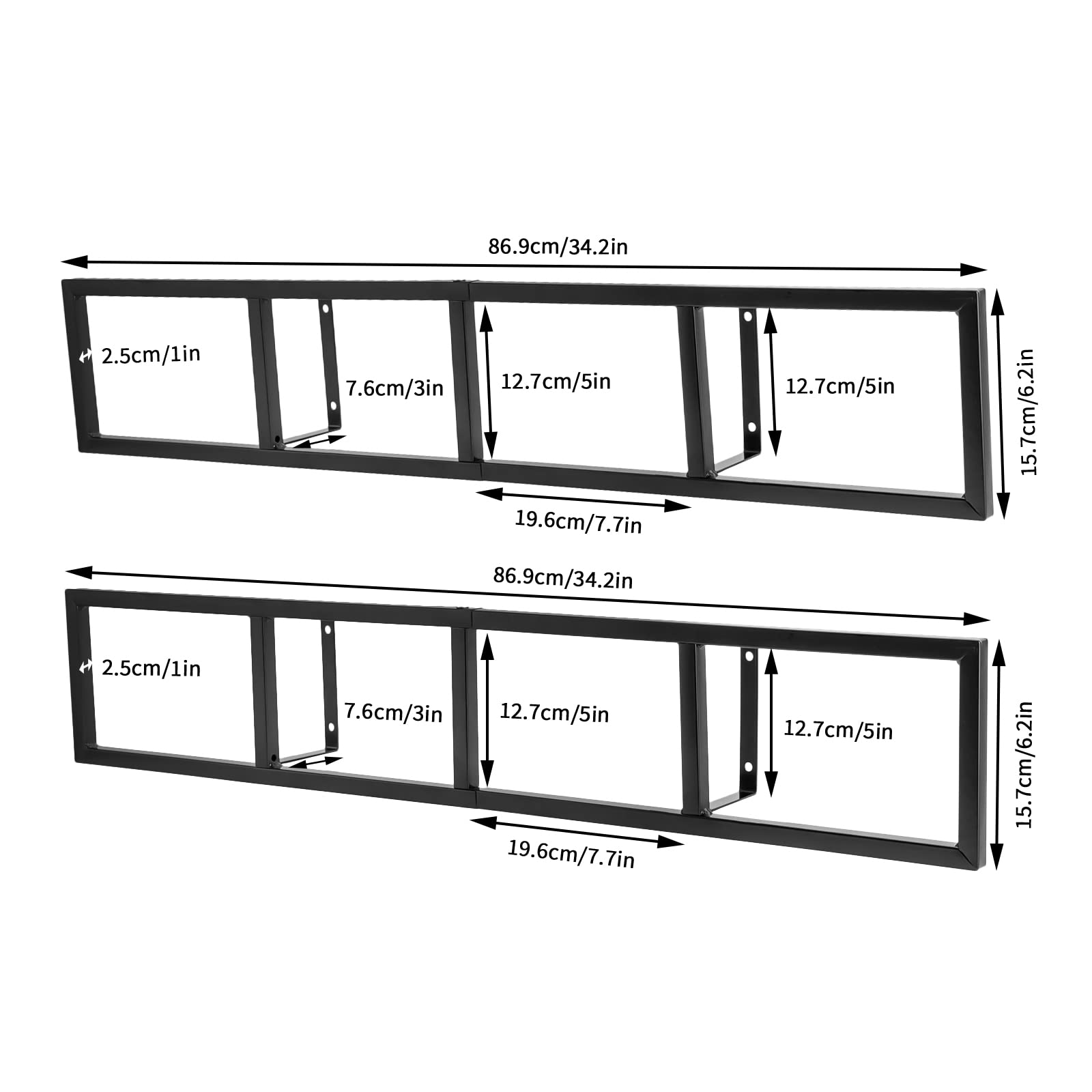Gdrasuya10 Wall Mount 34 Inch Media Storage Rack Modern Metal Storage Organizer Shelf Shelves for CD DVD Video Game Organizer Storage Holder Metal Floating Shelf Set of 2, Black