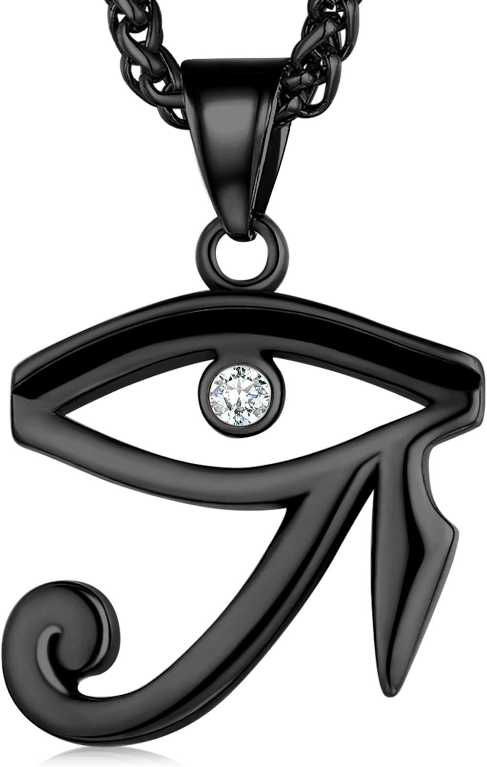 FaithHeartEye of Horus Necklace Ankh Cross Necklaces, Stainless Steel Ancient Egyptian Coptic Jewelry for Men Women, Wedjat Eye Pendants Customize Available