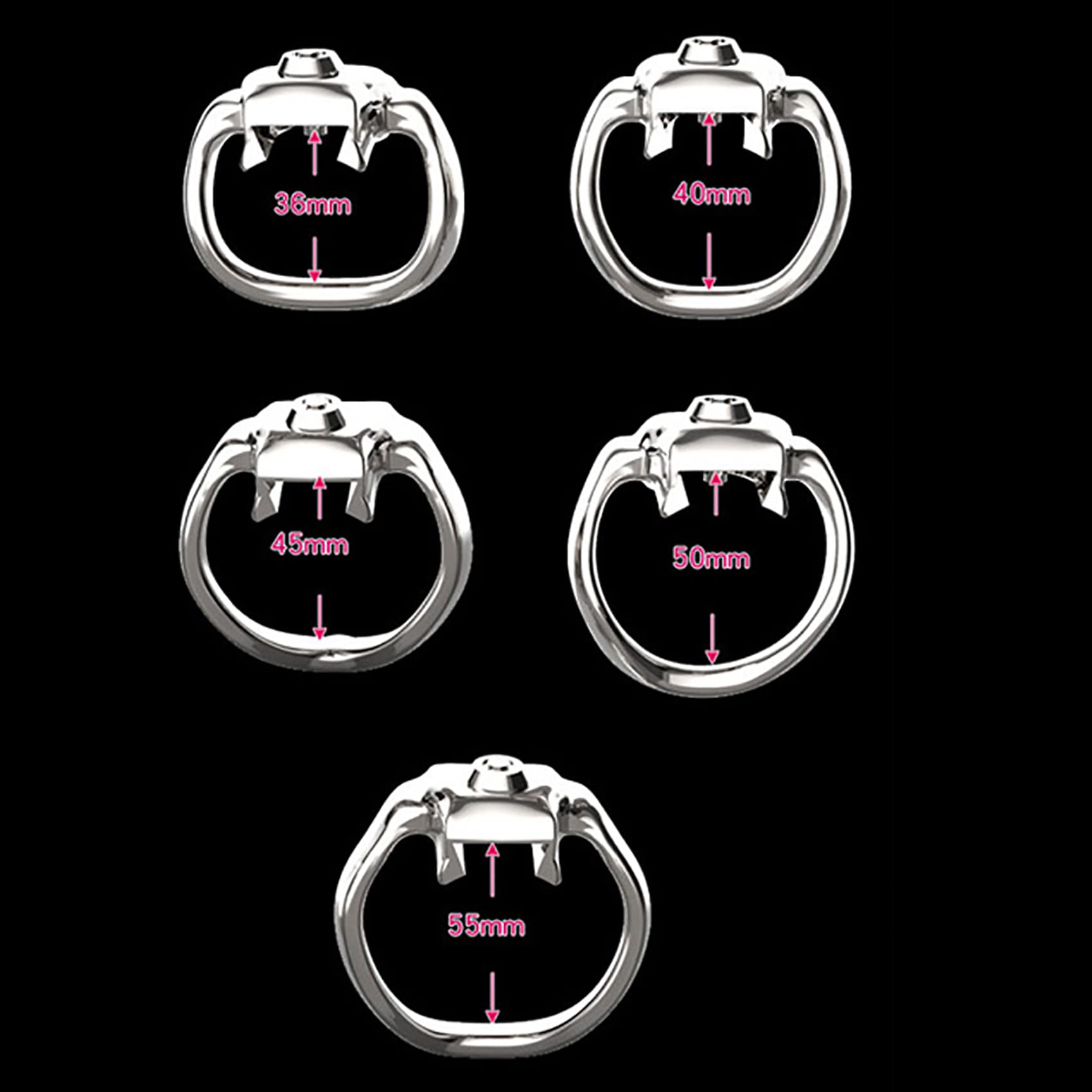 V4 3D Keuschheitskäfig 304 Metall Neues Druckschloss Peniskäfig Mit Gebogenem Cockringe & Gürtel Set Für Männer Keuschheitsschelle, Kleiner/Groß Edelstahl Keuschheitsgürtel Gay Toy,St,50mm