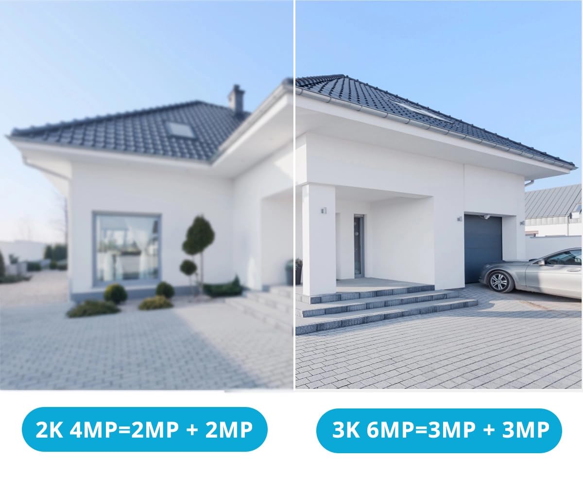 Kamera zewnętrzna WLAN do monitoringu 6 MP Dual Lens, 3 MP + 3 MP PTZ z obrotem o 355°, rozpoznawanie i śledzenie osób, kolorowa widoczność w nocy, dwukierunkowe audio, wodoszczelność IP66