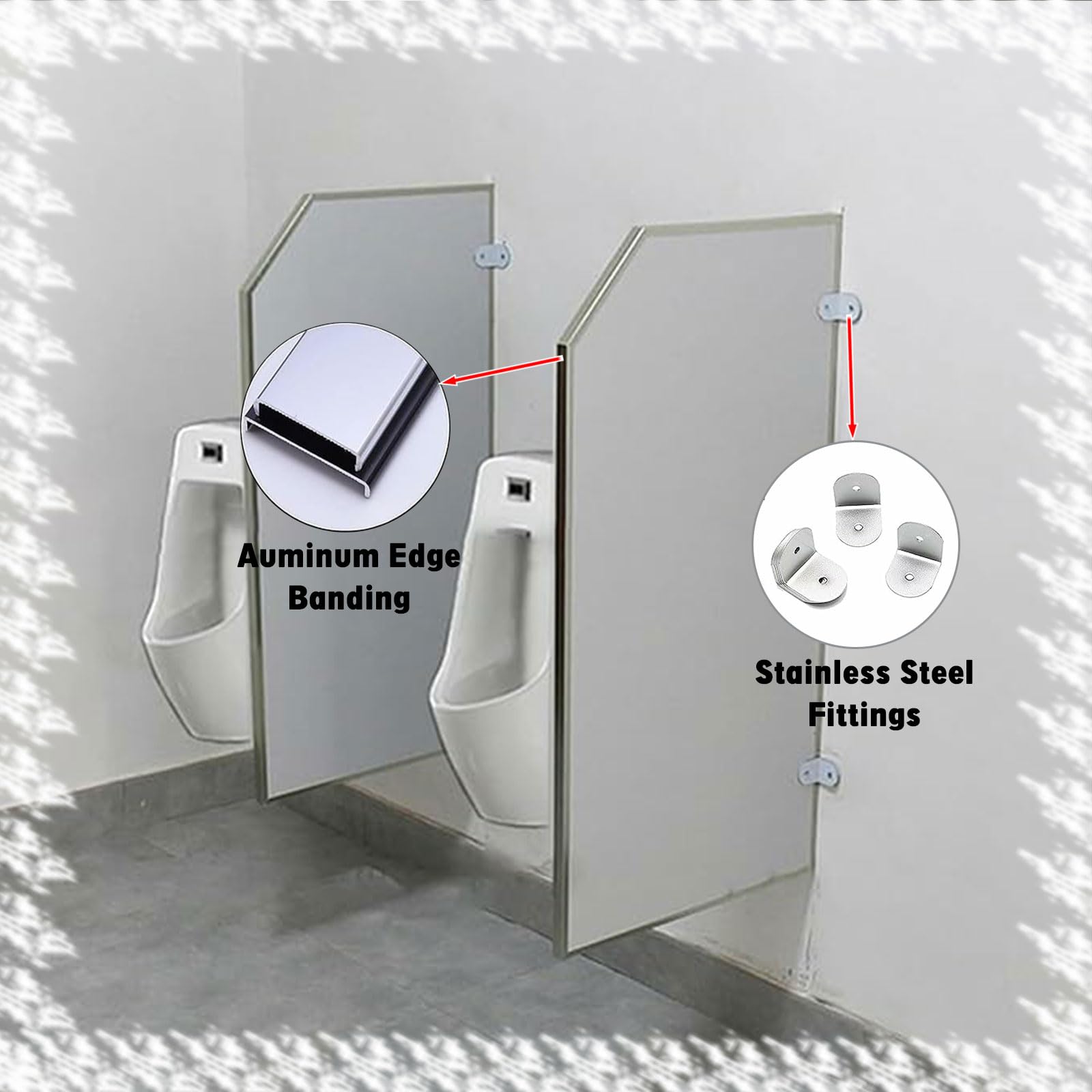 Urinal-Trennwand Wandmontage Schwarz 90x40 cm Hartglas Trennwand für Toilette WC, WC Trennwand für WC Trennwand, Schamwand Urinaltrennwand, geeignet für Schulen und öffentliche Plätze