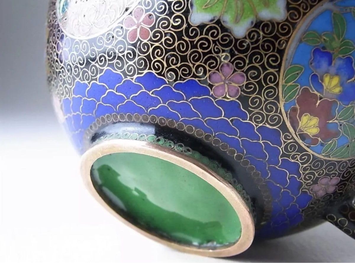 超絶品36cm 並河級の植線技 明治期 尾張七宝製 純銀覆輪