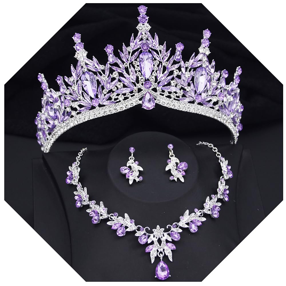 kanivele Bridal Wedding Crown and Jewelry Sets for Women Tiara and Necklace Earrings Tiaras Crowns With Jewelry Sets Princess Crown Set Party Birthday