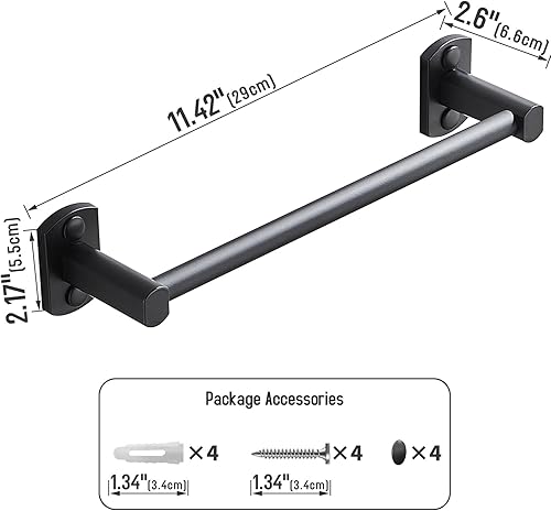 Miniatura 7 de Dancrul Toallero negro, toallero de mano para baño, colgador de toallas montado en la pared, soporte de toalla de baño de cocina, barra de toalla de