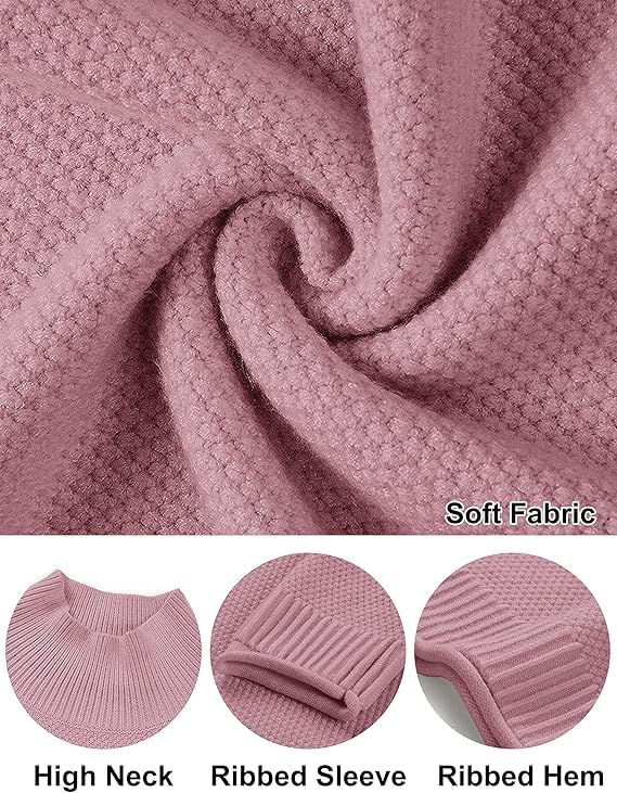 Image of MEROKEETY Women's Turtleneck Long Sleeve Sweater 2025 Fall Cozy Knit Loose Casual Trendy Pullover Tops Winter Clothes