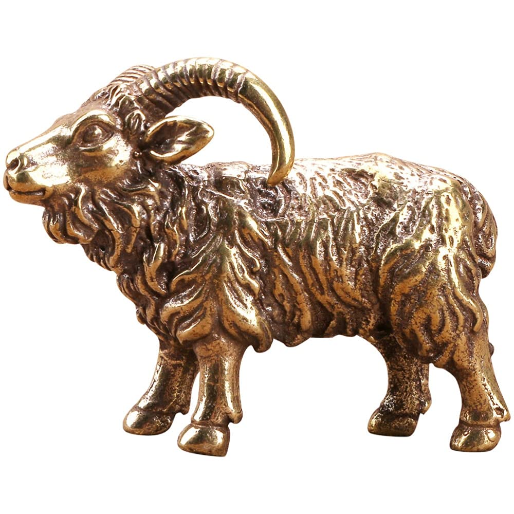 SnamicE Sculpture Decor Creative Goat Shape Ornament Brass Desktop Adornment Decorative Metal Crafts Statue Decoration,