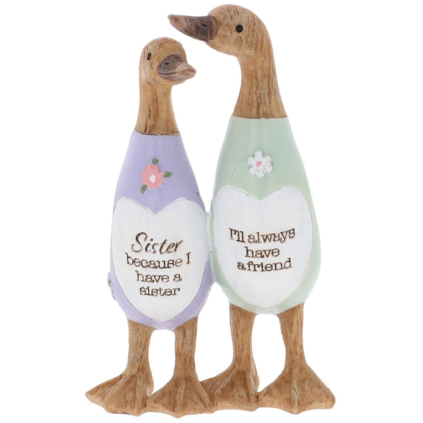 Shudehill Giftware Multicolour Daisy Message Cute Resin Wooden Look Duck Ornament - Mum, Nan, Friends, Family And More Sentimental Messages, Gift Ideas For Her (Sister)