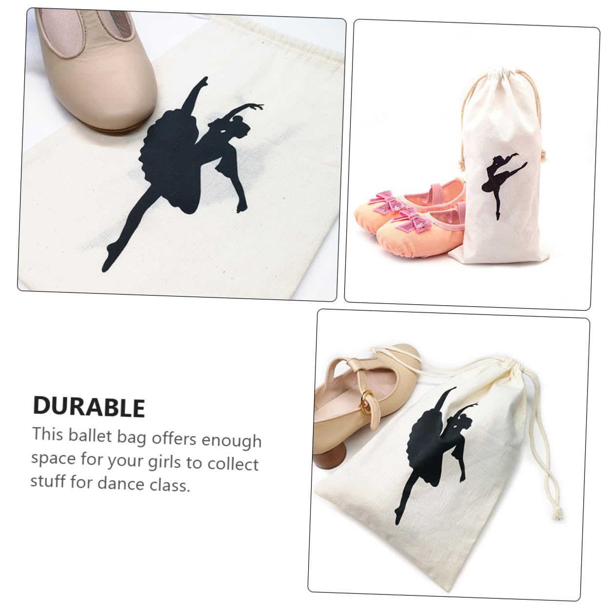 iplusmile 2 pezzi Borsa per Scarpette da Ballo in Tela Traspirante con Coulisse per Ragazze Ballerine Custodia Leggera per Scarpe da Punta Accessorio Danza Pratico e Facile da Pulire