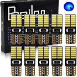 Las Mejores Luces Led Para Autos BeiLan T10 W5W Canbus Coche LED Bombillas 24-SMD 4014 Chipset blanco Exterior LED Bombillas Canbus Error Free para 194 168 501 2825 Luces de la placa interior del auto Paquete de 10(Azul)