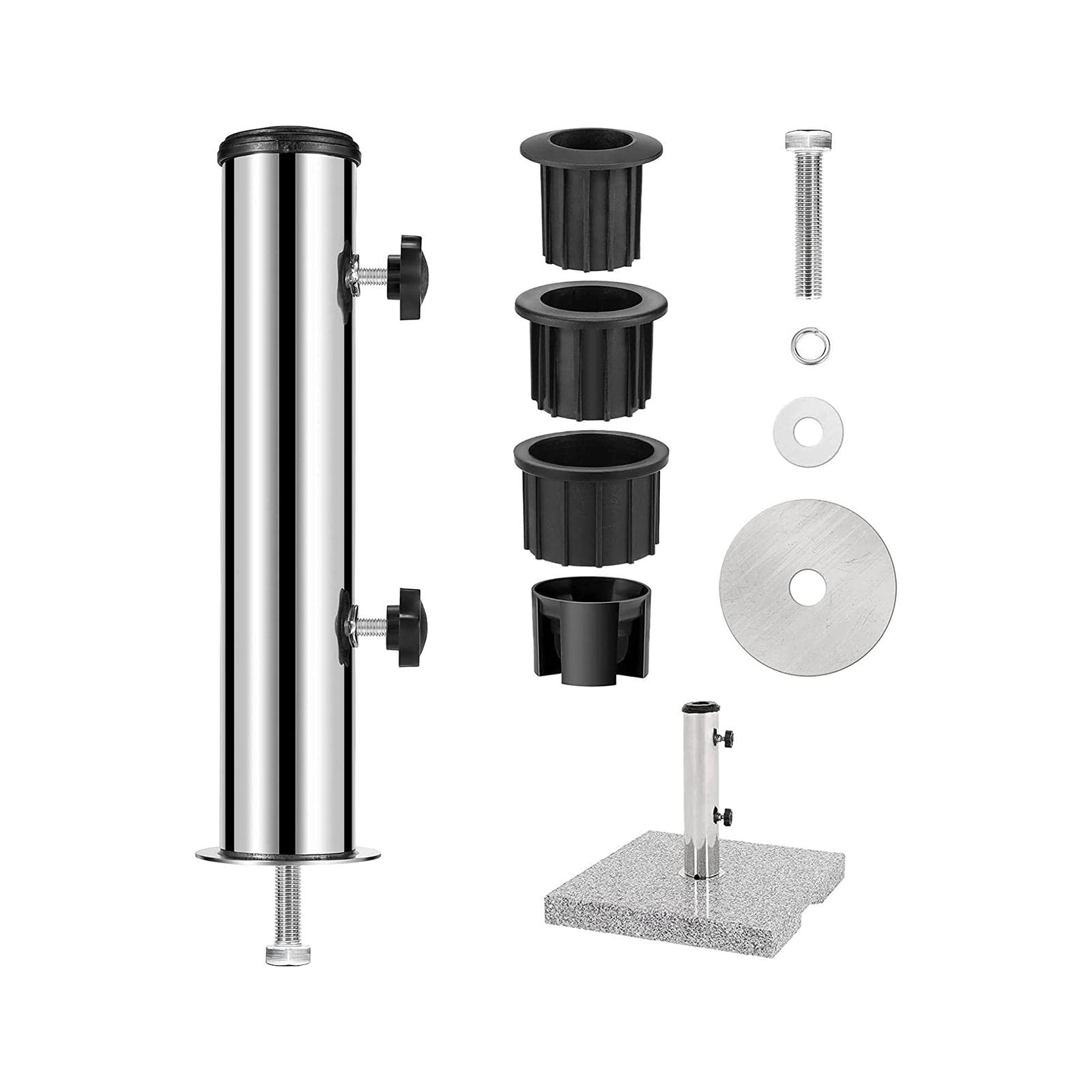 Perfk Support de Base Tube en Acier Inoxydable Pour Parapluie - Porte Terrasse Pour Jardin à, Monotrou Fixe