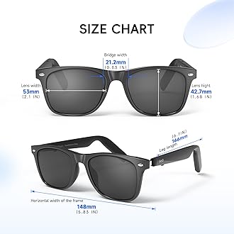AI Glasses for Men & Women, Smart Glasses Powered by ChatGPT, AI Real-time Translation with 107 languages, 11H Music Play, Bluetooth Sunglasses with Polarized Lens, UV Protection for Daily Use, Travel