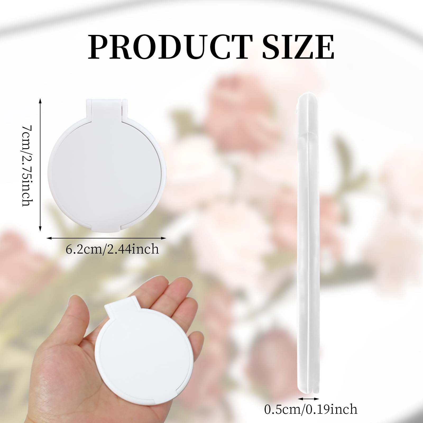 82 espejos compactos a granel, mini espejo de maquillaje redondo plegable para mujer, para bolso, viajes y uso diario (blanco)