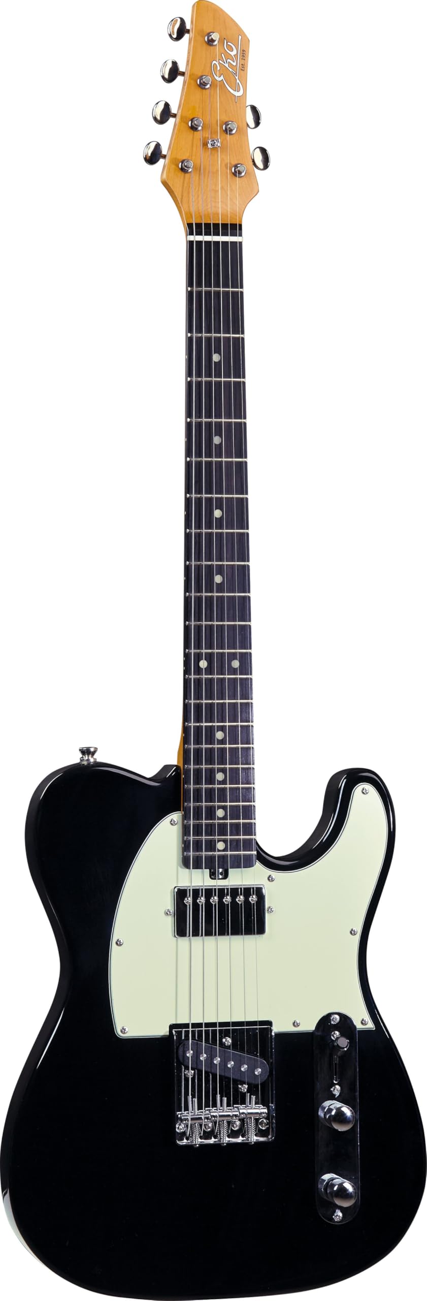 EKO GUITARS - TERO V-NOS, Chitarra Elettrica, Corpo in Pawlonia, Manico in American Rock Maple e Tastiera 22 Tasti in Resina, Due pickup S-H, Controlli di Volume e Tono e Switch a 3 vie, Colore Black