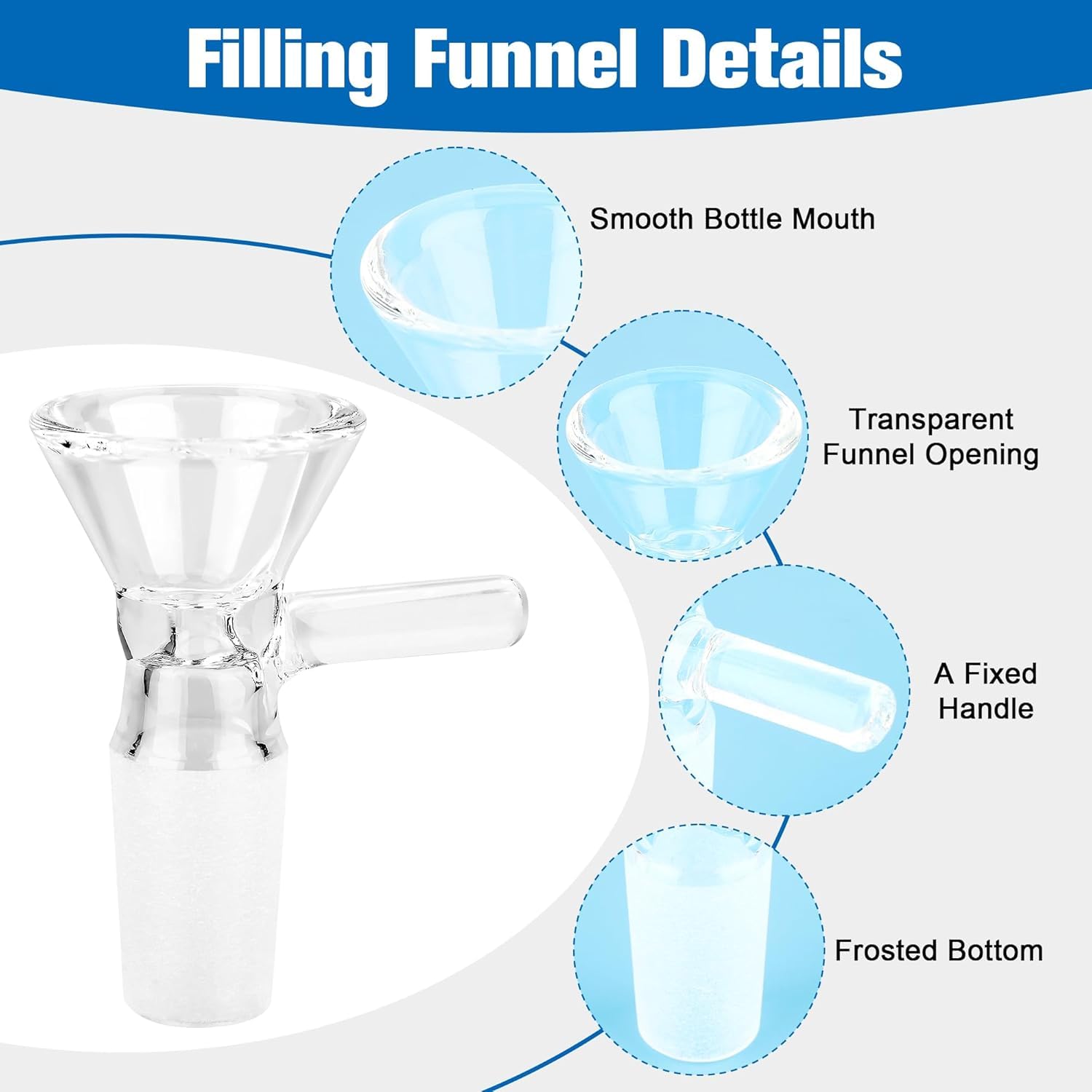 10 pcs Lab-Grade Borosilicate Glass 14mm Threaded Adapter with 4pcs Funnels and Glass Tubes, 2pcs Cleaning Brushes, Essential for Scientific Experiments in Labs, Homes and Kitchens, Includes Diffuser