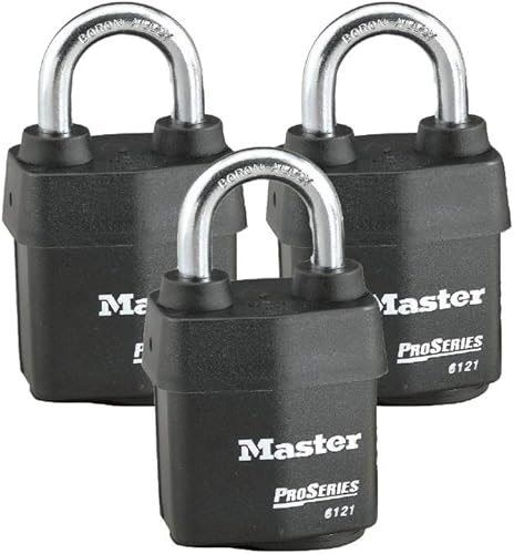 Master Lock - Tres (3) candados de alta seguridad serie Pro 6121NKA-3 con tecnología BumpStop