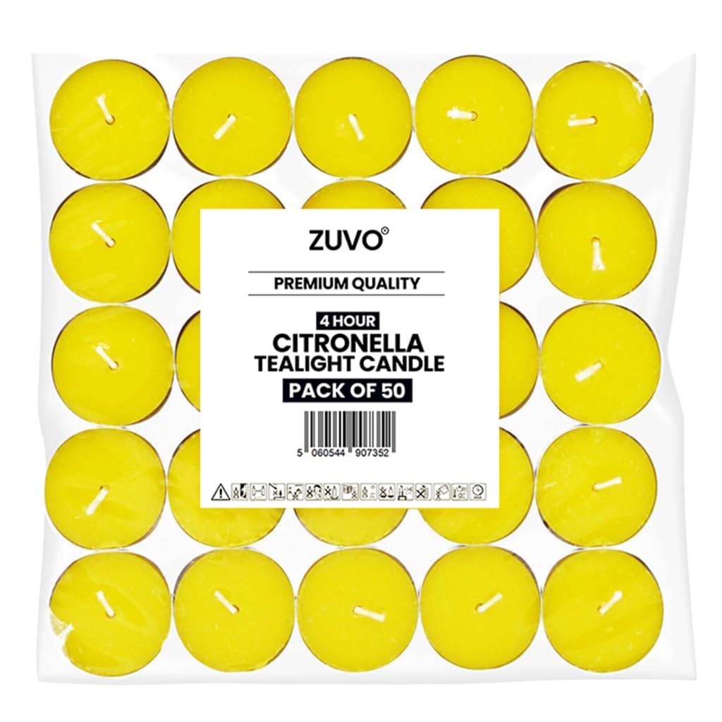 Zuvo Citronella Tealights - Pack of 50, 4-Hour Burn, Yellow, 4 Hour - Image 2