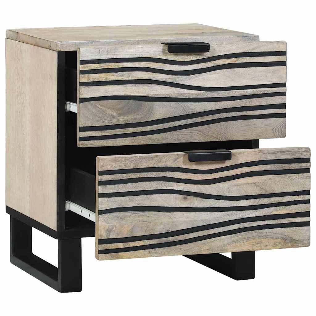 Table d'appoint en bois massif d'acacia et sa commode de nuit bicolore au design contemporain