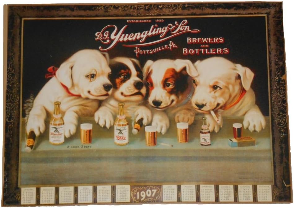 Yuengling Drinking Dogs 20 X 27 Poster 1907