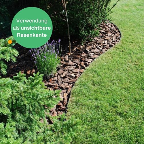Flexible Rasenkante Kunststoff schwarz 10 m, 20 cm hoch - Robustes Stay-in-Place Design - Sehr Gut zu Verarbeiten, Min. 30 Jahre Lebensdauer, Unsichtbar - Beeteinfassung aus 100% recyceltem Plastik
