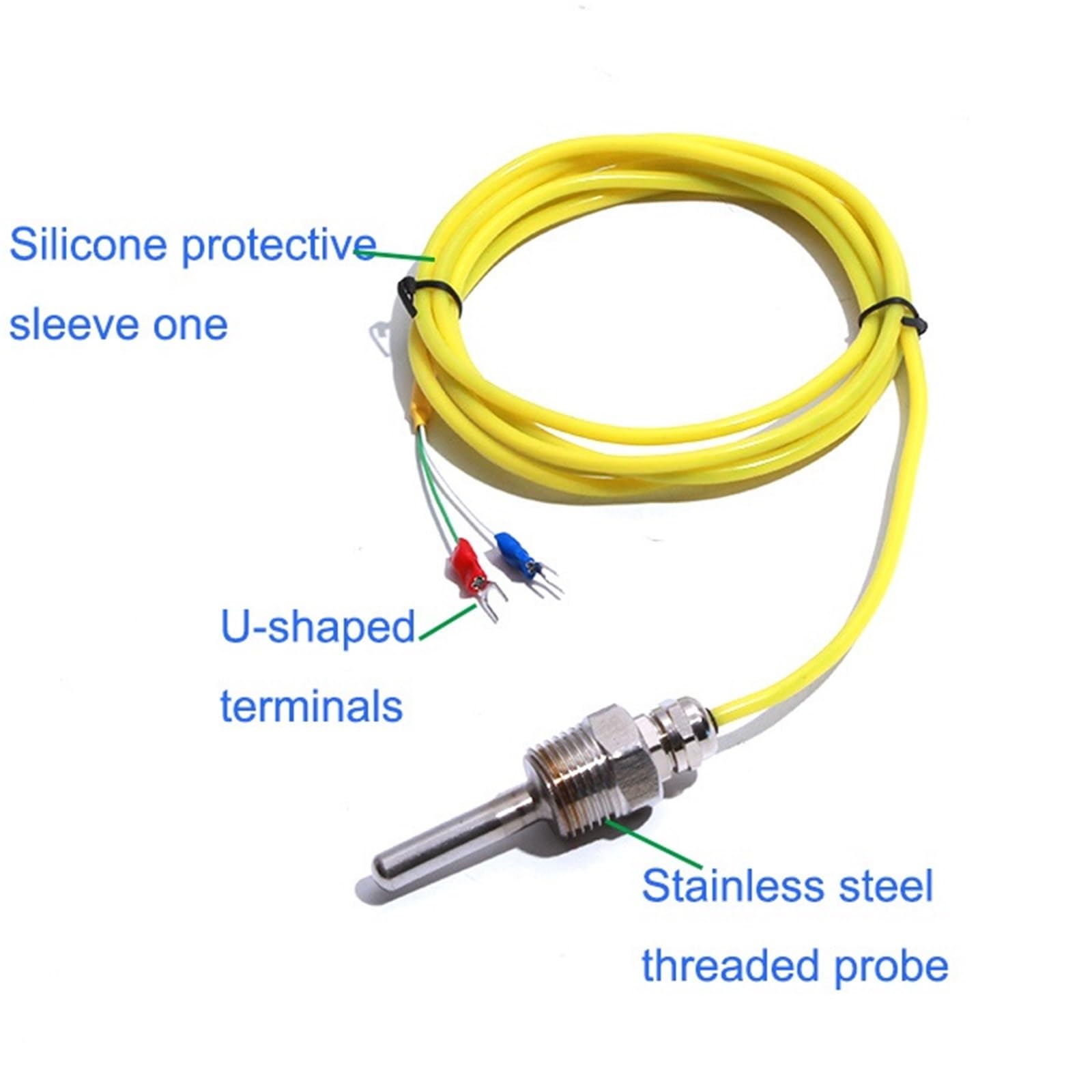 Cable 1-5M Sensor de temperatura tipo K Sonda roscada de acero inoxidable Diámetro del tubo termopar. * L 5mm * 30mm(Wire Lenth 3M)