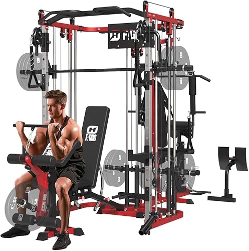 Miniatura 9 de Sistema de gimnasio todo en uno para el hogar, estación de entrenamiento multifunción con máquina Smith, jaula de potencia y sistema de cruce