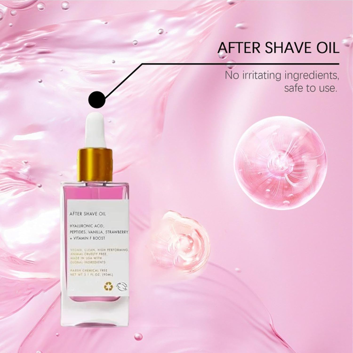 After Shave Oil - Strawberry & Vanilla Scent, Truly After Shave Oil Women for Smooth Skin, Vainilla de Fresa Después de un Aceite de Afeitar Mujeres (2)