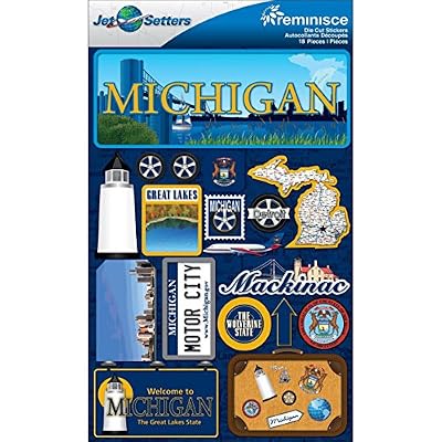 Reminisce Jet Setters State Dimensional Stickers 4.5X7.5-Michigan