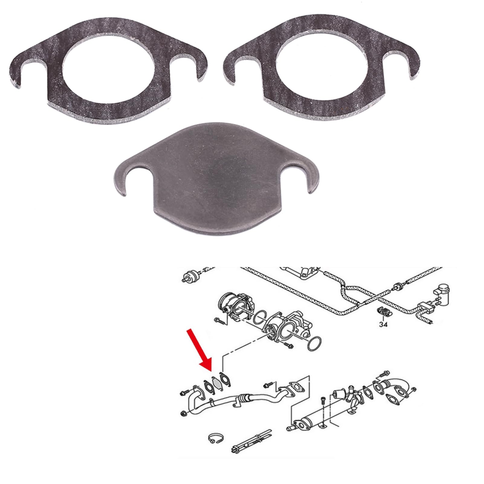 Qiilu - Kit de placa de obturación de válvula EGR con junta