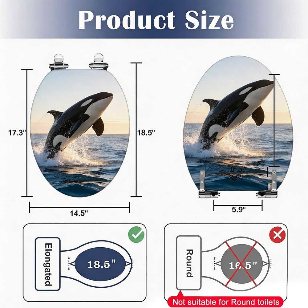 Sedile WC a forma di orca assassina per uso bagno standard