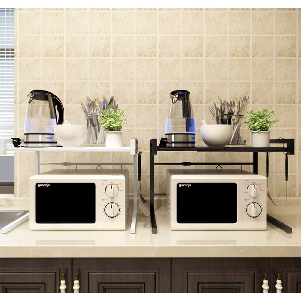 Scaffale Allungabile Per Microonde - In Acciaio, Con Ganci, Bianco - Foto 2