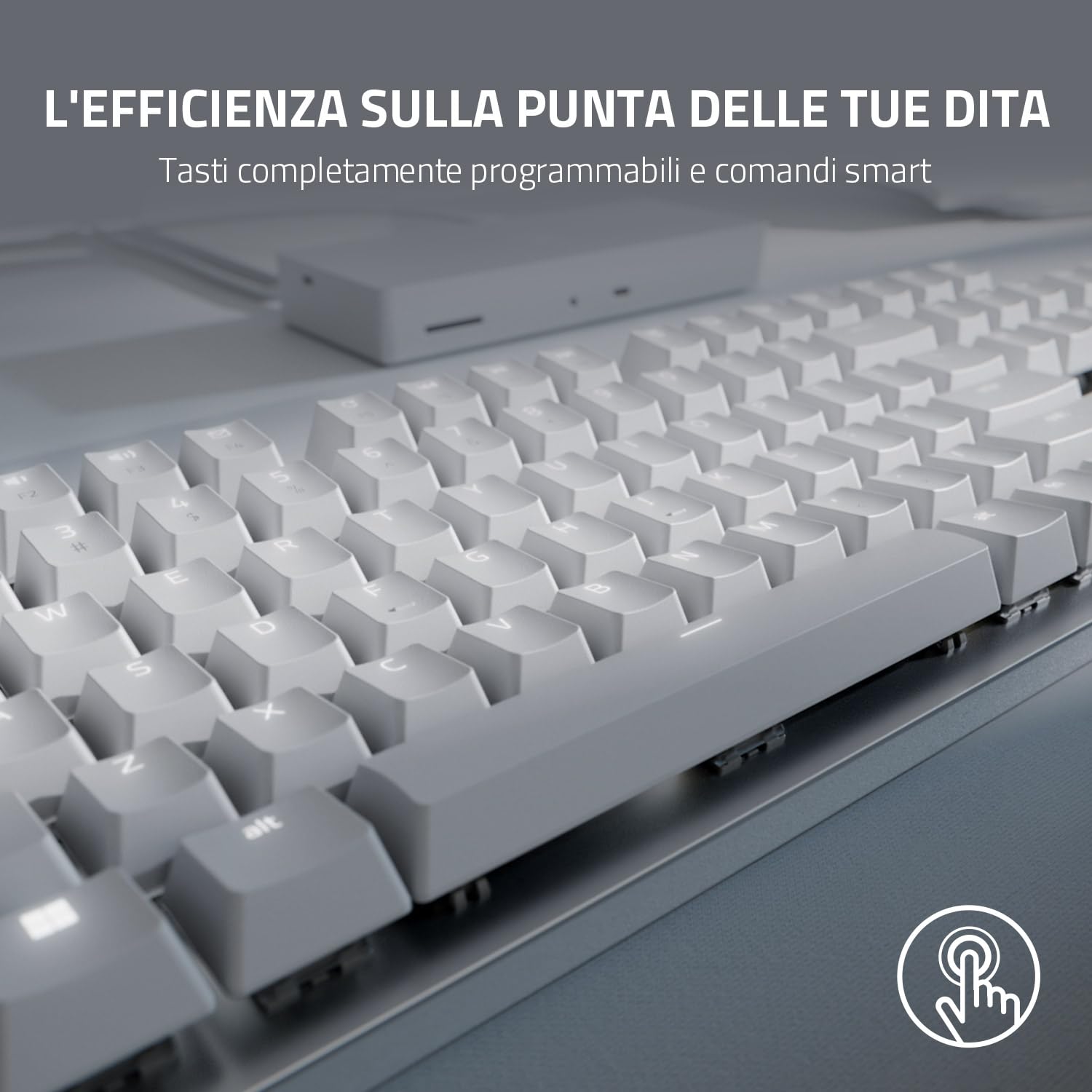 Razer Pro Type Ultra - Tastiera meccanica wireless per la massima produttività (Switch da tastiera silenziosi e tattili, Poggiapolsi in morbida similpelle, Dongle multi-dispositivo) US Layout, Bianco
