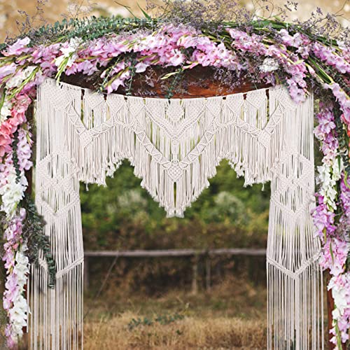 ANMINY Boho Macrame Wedding Backdrop for Arbor Arch Large Macrame Curtains Wall Hanging Handmade...
