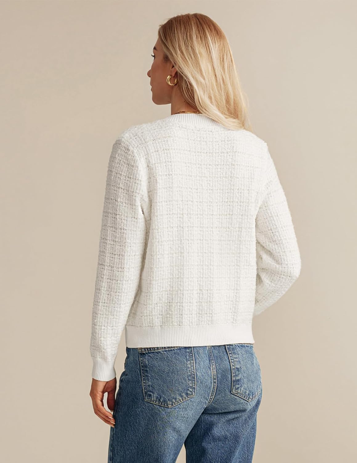 GRACE KARIN Womens Open Front Button Down Long Sleeve Texture Knit Cardigan Sweaters with Pockets - Image 3