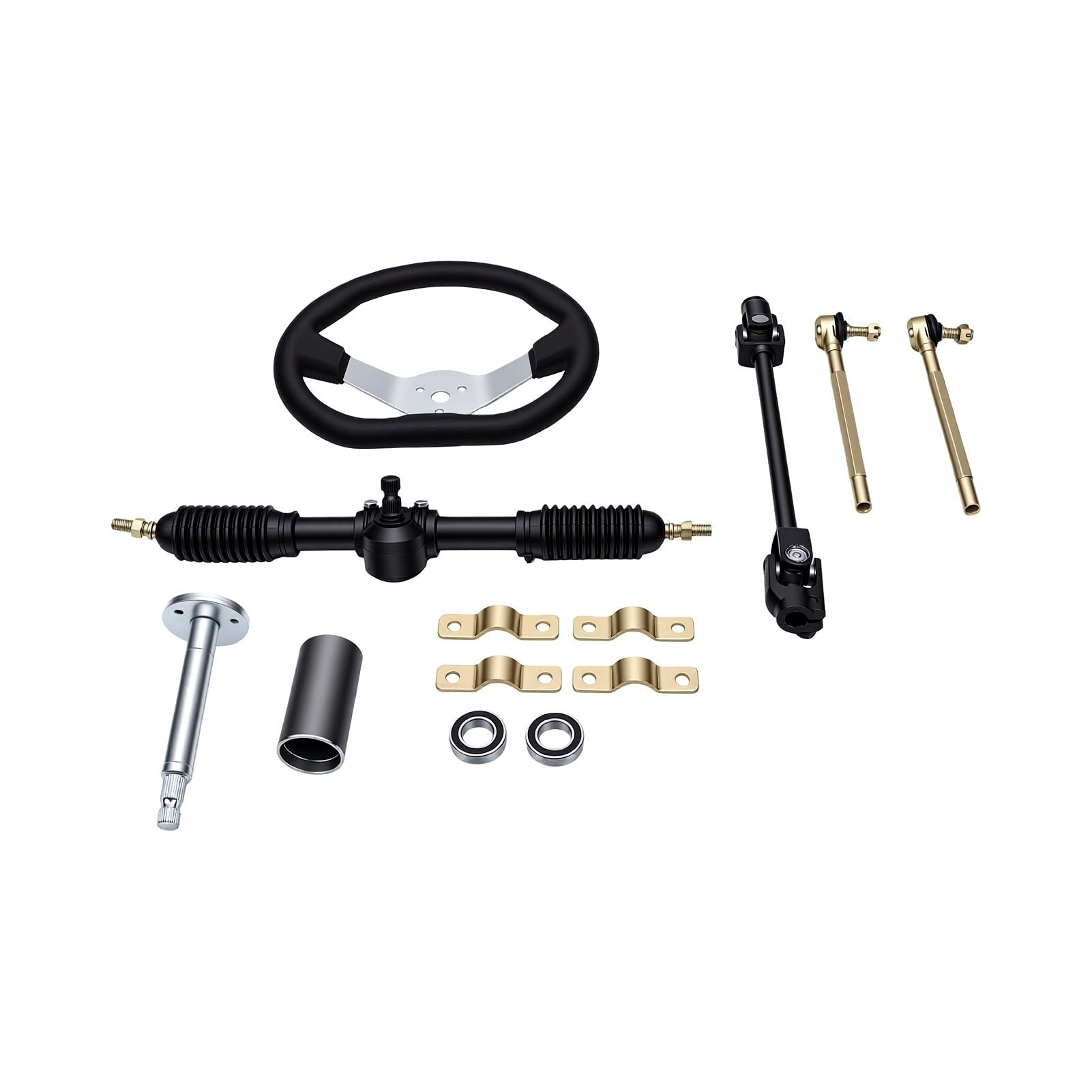 Bewinner Zestaw Kierownicy Go Kart 270 Mm z Wałem 380 Mm, Przekładnia