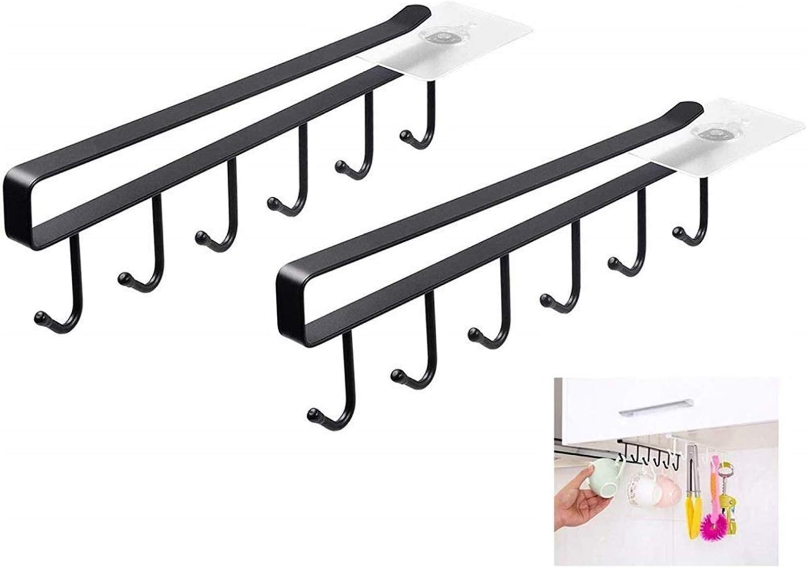 3 Porta Tazze Sottomensola Con Ganci - Organizzatore Cucina Per Bicchieri E Utensili - Foto 3