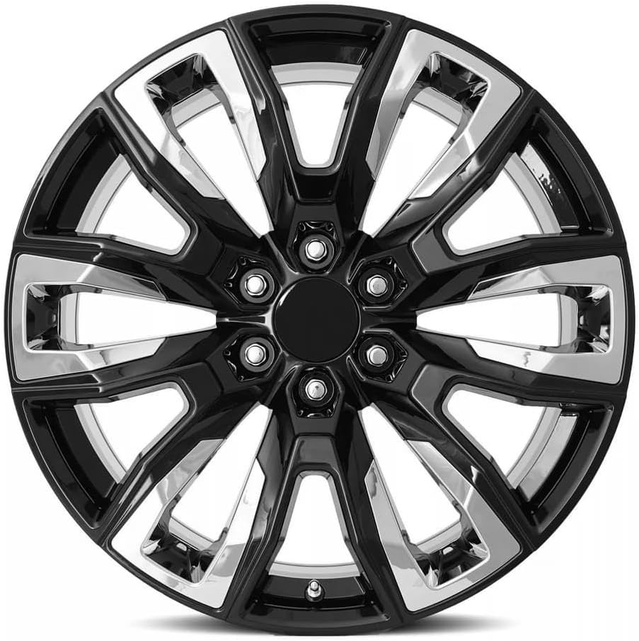 FR 207 GM SPLIT 6 SPOKE REPLICA WHEEL GLOSS BLACK WITH CHROME INSERTS