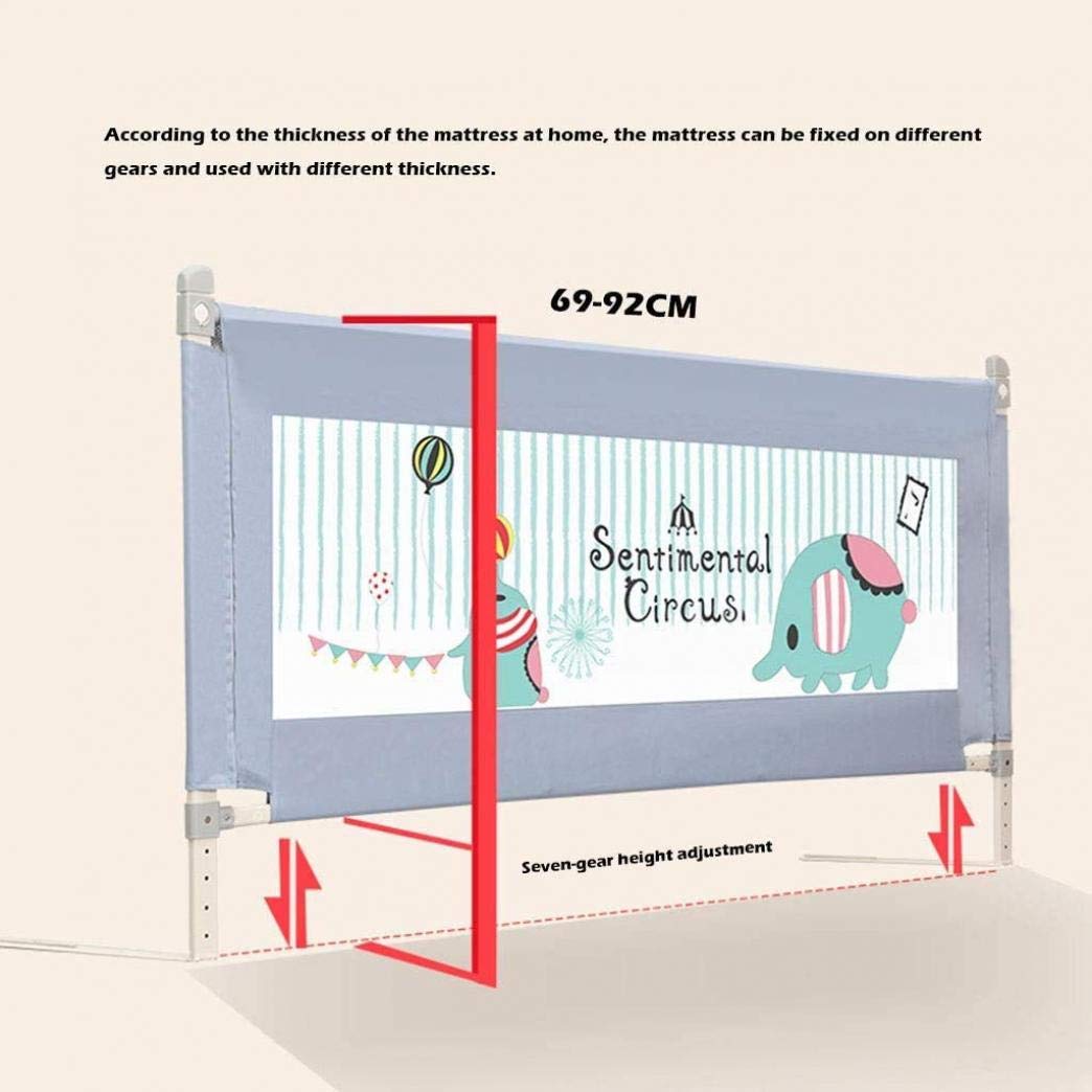 Barandilla de Cama con Estampado de Conejo para niños pequeños, Sistema de Seguridad con Anclaje extendido, protección anticaídas, 150 cm
