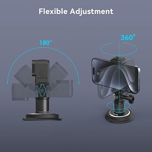 Miniatura 4 de SMALLRIG Soporte magnético para Gopro, con ventosa 2 en 1, potente cámara de montaje exterior para Gopro, para Insta360 y teléfono, rotación de 360