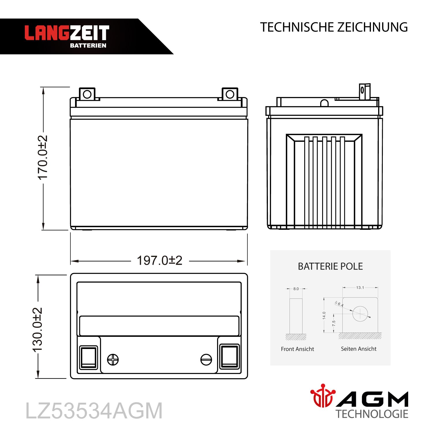 Langzeit Rasentraktor Batterie 12V 35Ah AGM U1 Aufsitzmäher Rasenmäher Plus Pol Links Starterbatterie statt 30Ah 28Ah 26Ah 32Ah